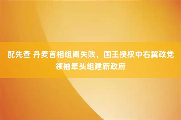 配先查 丹麦首相组阁失败，国王授权中右翼政党领袖牵头组建新政府