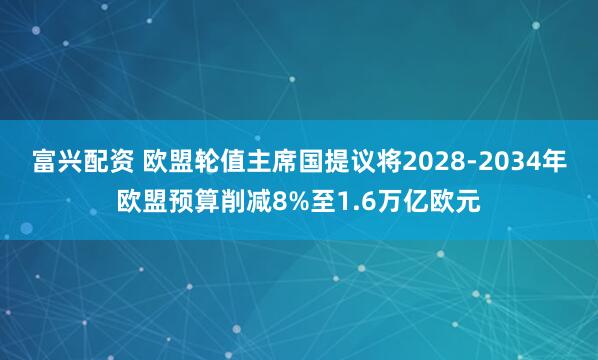 富兴配资 欧盟轮值主席国提议将2028-2034年欧盟预算削减8%至1.6万亿欧元